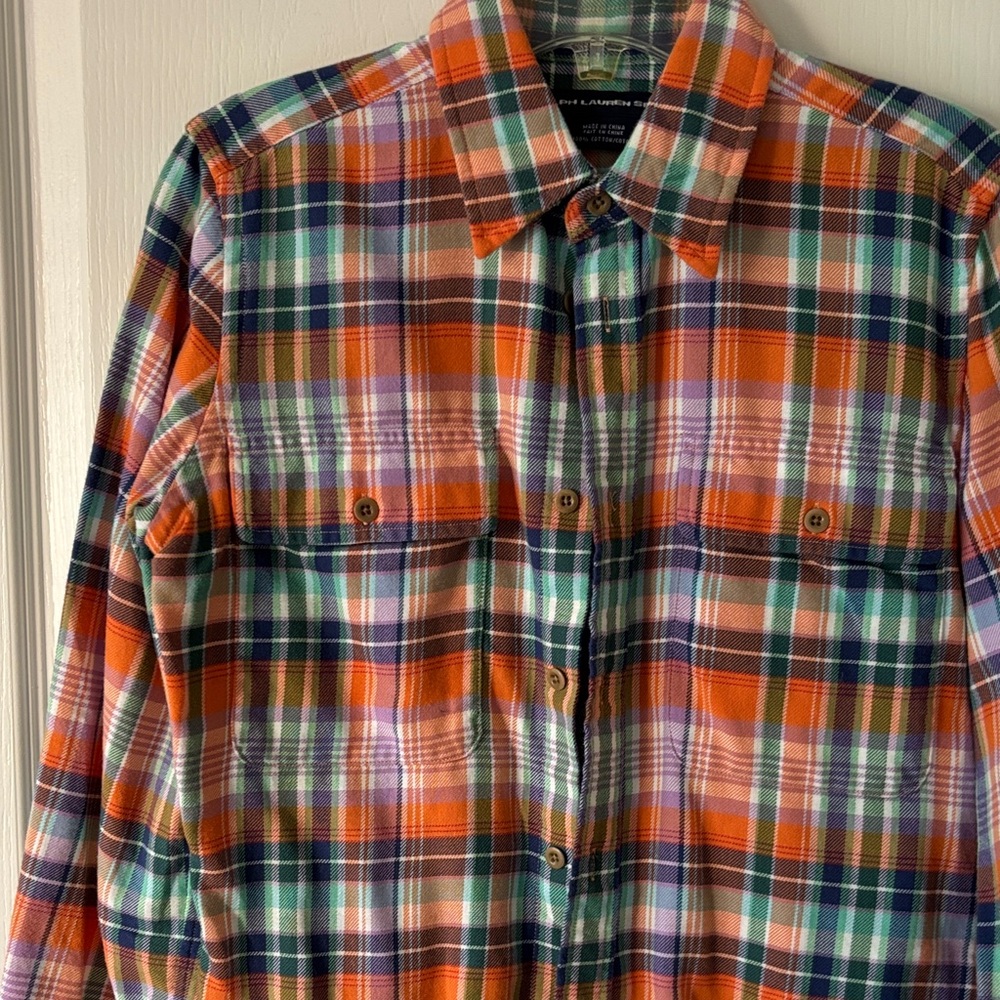Ralph Lauren Vibrant Plaid Button Down Shirt.  PTP 18”